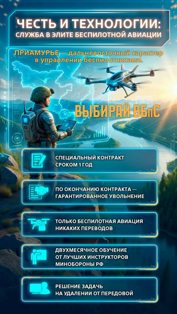Амурчанам предлагают службу по специальному контракту в войсках беспилотных систем РФ