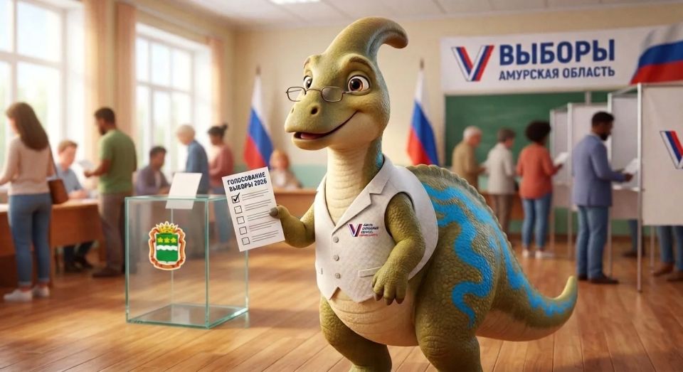 Амурозавр в жилетке организатора выборов: Амуризбирком представляет своего маскота