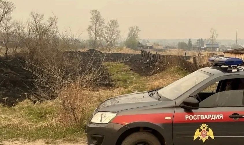 В Шимановске трое сотрудников Росгвардии бросились на борьбу с палом, который подбирался к жилым домам