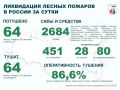 За прошедшие сутки в России потушено 64 лесных пожара в 20 регионах