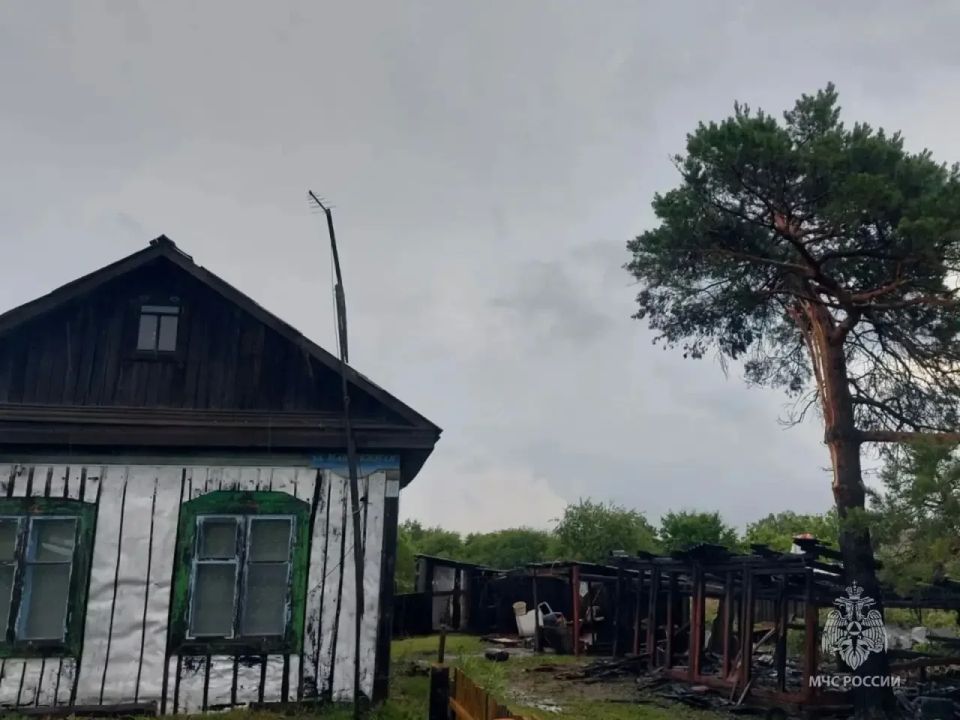 Во время грозы в амурском селе молния ударила в дерево – сгорела постройка Во время грозы в амурском селе молния ударила в дерево – сгорела постройка