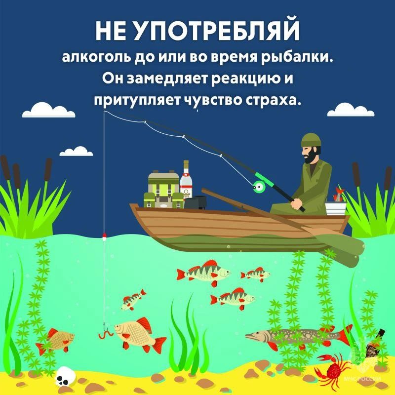 Рыбалка без риска. В День рыбака МЧС России напоминает тебе основные правила безопасности: уточни прогноз погоды; Рыбалка без риска. В День рыбака МЧС России напоминает тебе основные правила безопасности: уточни прогноз погоды;