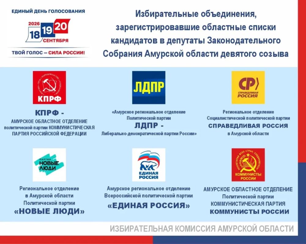Амуризбирком завершил регистрацию областных списков кандидатов на выборах депутатов Законодательного Собрания Амурской области