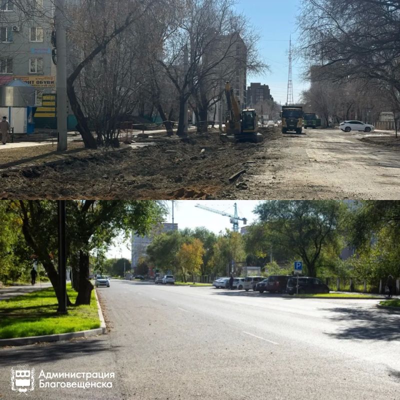 Асфальт, разметка и регулировка колодцев: дорожная кампания подходит к завершению ещё на трёх благовещенских магистралях