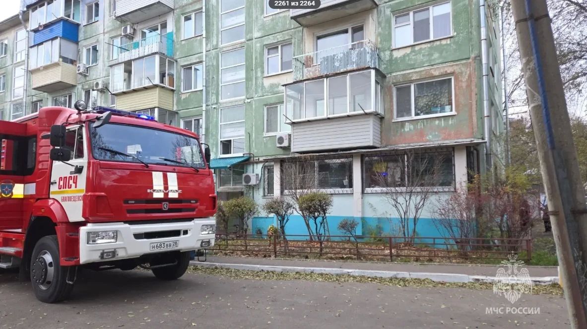 В Благовещенске горела квартира в пятиэтажке: спасли 4 человека, включая двух детей В Благовещенске горела квартира в пятиэтажке: спасли 4 человека, включая двух детей